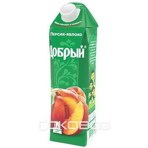 Сок Добрый Яблоко-Персик 1 литр 12 штук в упаковке