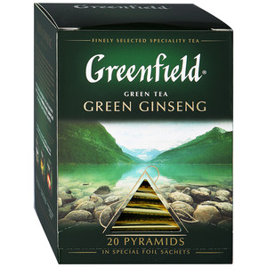 Чай Гринфилд Грин Джинсенг 1,8 грамма*20 пирамидок, 1 штука в упаковке