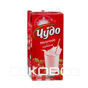 Коктейль Чудо молочное Клубника 2%, 0,960 литра 12 штук в упаковке