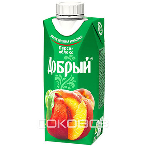 Сок Добрый Персик 0,33 литра 24 штуки в упаковке