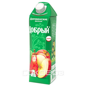 Сок Добрый Яблоко Деревенское 1 литр 12 штук в упаковке