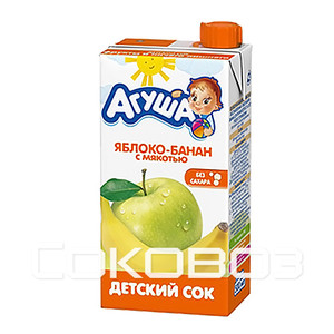Сок с мякотью детский Агуша Яблоко-банан 0,5л (15шт)