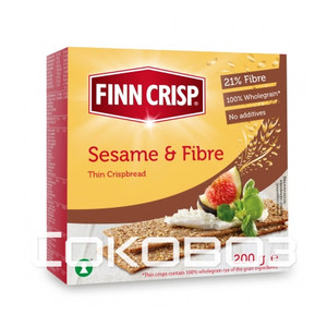 Сухарики Finn Crisp Plus Sesame & Fibre (кунжут и отруби), 200г (9шт.)
