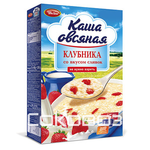 Каша овсяная Увелка Сиюминутка с клубникой со вкусом сливок 5х40г (12шт.)