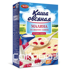 Каша овсяная Увелка Сиюминутка с малиной и вкусом сливок 5х40г (12шт.)
