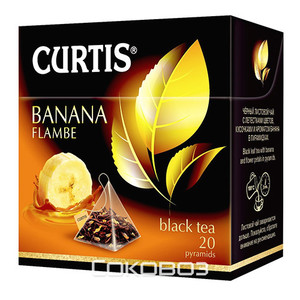 Чай черный Curtis / Кертис Banana Flambe 20 пирамидок 12 штук в упаковке