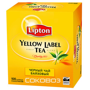 Чай черный Lipton Yellow Label / Липтон 100 пакетиков (12шт)