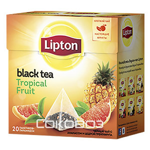 Чай черный Lipton Tropical Fruit / Липтон 20 пирамидок 12 штук в упаковке