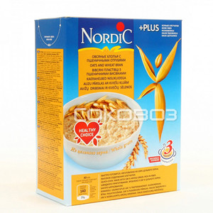 NORDIC хлопья овсяные с пшеничными отрубями 600г 10шт в упак