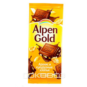 Альпен Гольд с арахисом и кукурузными хлопьями 90 грамм 20 штук в упаковке