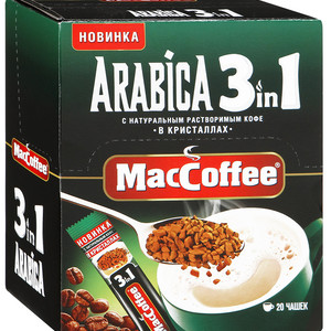 Напиток кофейный растворимый 3в1 ARABICA MacCoffee 16 грамм*20, 1 штука в упаковке