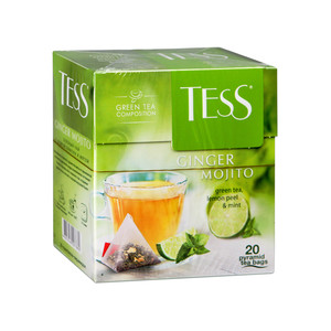 Чай Тесс Джинджер Мохито зеленый с добавками 1.8 грамма*20 пирамидок, 1 штука в упаковке