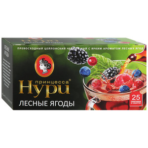 Чай Принцесса Нури Лесные ягоды черный в пакетиках 1.5г*25, 1 шт. в упаковке