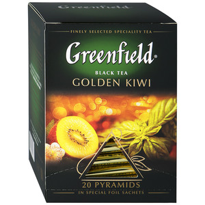 Чай Гринфилд Голден Киви черный с добавками пирамидки 1,8 грамма*20, 1 штука в упаковке