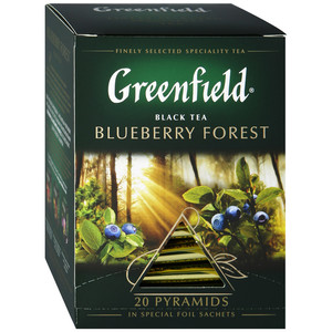 Чай Гринфилд Блюберри Форест черный с добавками пирамидки 1,8 грамма*20, 1 штука в упаковке
