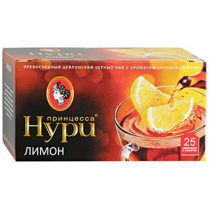 Чай Принцесса Нури Лимон черный в пакетиках 1,5г*25, 1 шт. в упаковке
