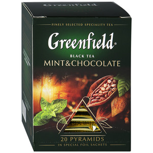 Чай Гринфилд Минт энд Шоколад пирам.черн 1,8г*20, 1 шт. в упаковке