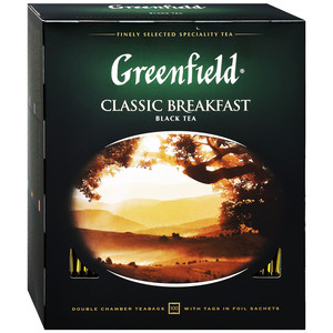 Чай Гринфилд Классик Брекфаст черный 2 грамма 100 пакетов 1 штука в упаковке