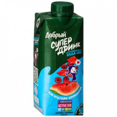 Добрый Супер Дринк Яблоко-Малина-Арбуз 0,33 литра 12 штук в упаковке
