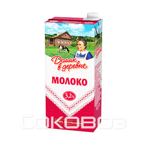 Молоко Домик в Деревне 3,2%, 950г (12шт.)