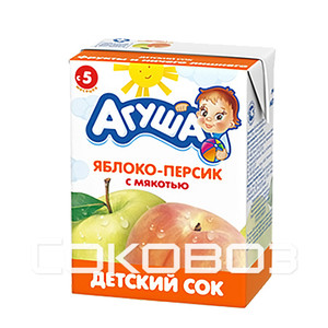 Сок детский Агуша Яблоко-персик 0,2л (18шт)